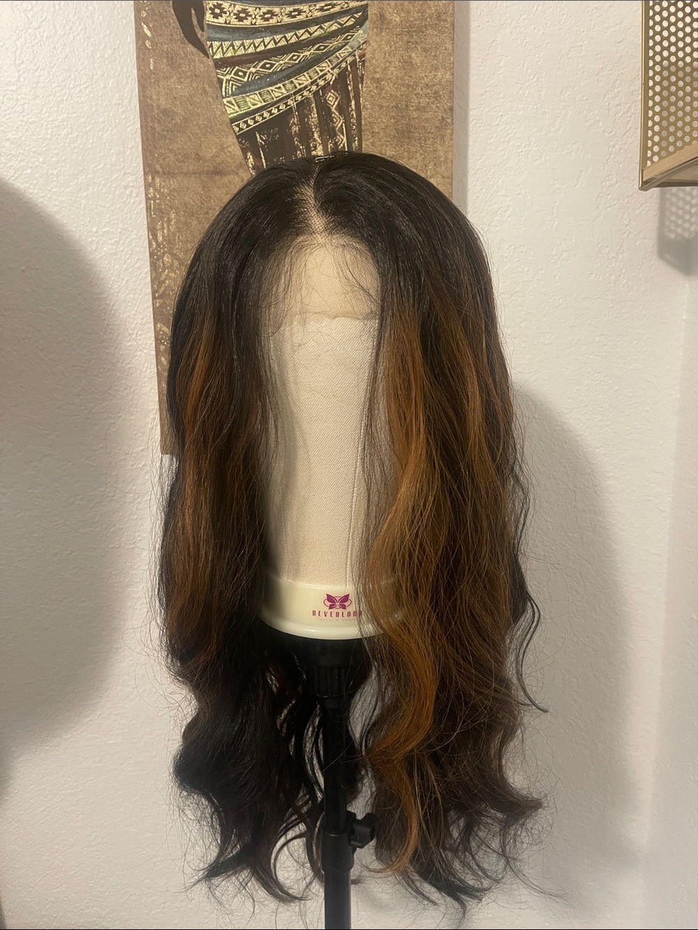 Everly Dark Brown Wig with Caramel Highlights - Wavy Ombre